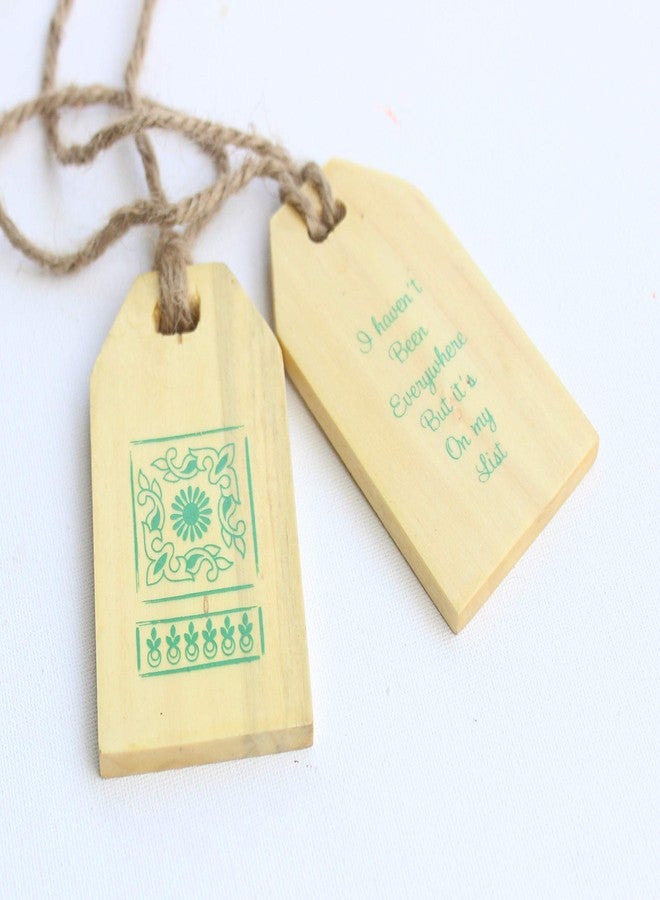 IVEI Wooden Travelling Luggage Tags - Bag Security Tag - Engraved Luggage Tags - Bag Tags with Quote - Suitcase Tags - Printed Tags - Sturdy and Light Weight - Gift for Travellers (Set of 2) - Green - Image 2